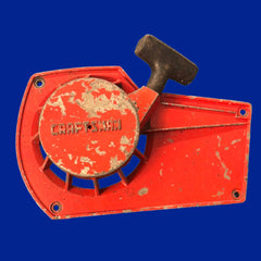 roper built craftsman 3.7 chainsaw red, early model starter recoil cover and pulley assembly