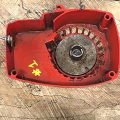 Homelite Super XL Chainsaw Starter Recoil cover and pulley assembly (red, premium) #1