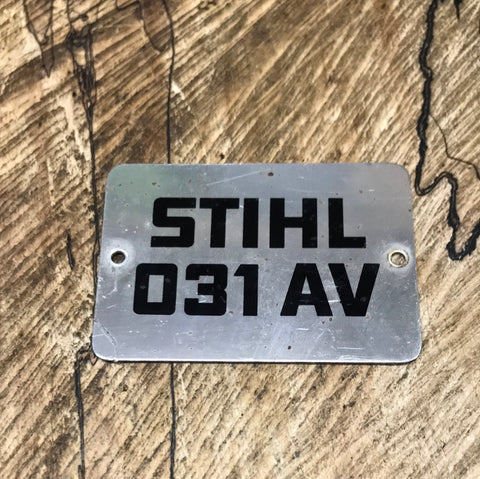 Stihl 031AV Chainsaw Top Cover ID Tag Type 2