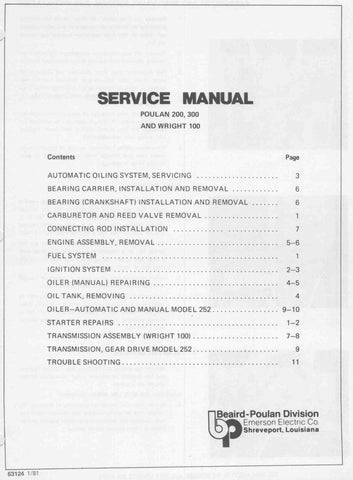Poulan 245a - 306a Chainsaw Workshop downloadable pdf Service and Repair Manual