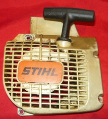 stihl 025 chainsaw starter recoil cover and pulley assembly
