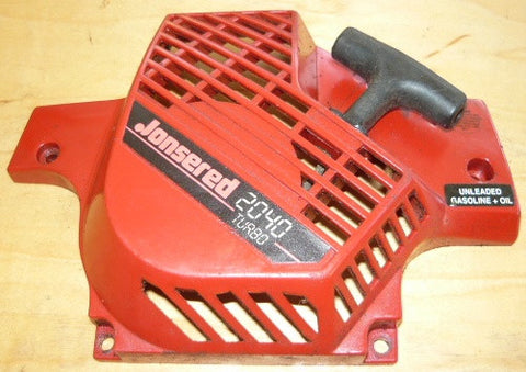 jonsered 2040 turbo chainsaw complete starter recoil cover and pulley assembly