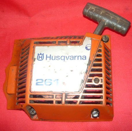 husqvarna 261, 262 xp chainsaw starter recoil cover and pulley assembly