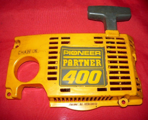 partner 400 chainsaw starter recoil cover and pulley assembly