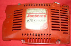 jonsered 670 champ chainsaw starter recoil cover and pulley assembly