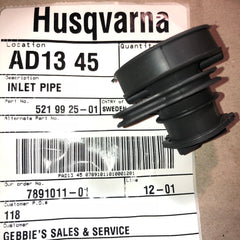 HUSQVARNA 372 XTORQ AND JONSERED 2172 TURBO CHAINSAW INTAKE MANIFOLD BOOT 521 99 25-01 new oem (h-10)