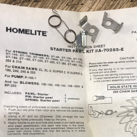 Homelite Super 2 Chainsaw Starter Pawl Kit NEW A-70285-E (HM-1808)