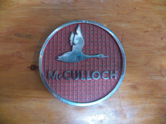 Antique Mcculloch Chainsaw Chrome and Red Goose Badge