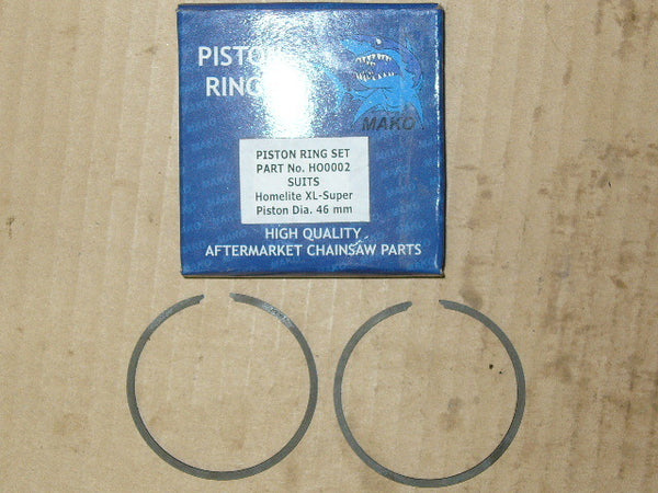 Homelite Super XL / Big Red / Old Blue Piston Rings 594361A - 2-Stroke, 3.5 Cu In, High Quality (2 Pack)