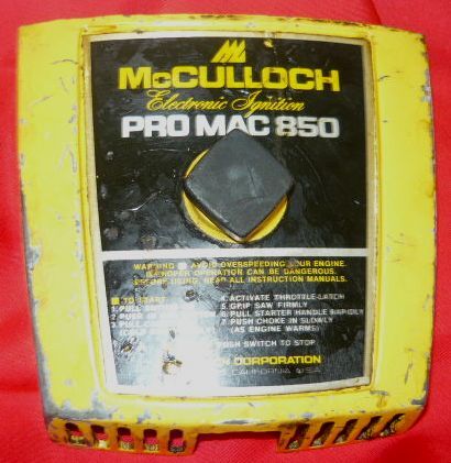 mcculloch pro mac 850 chainsaw yellow air filter cover and knob