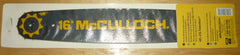 NEW mcculloch chainsaw 16" sprocket nose bar for 10-10, pro mac 610 and others pn 214237-33