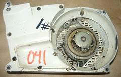 stihl 041 av chainsaw starter recoil cover and fuel tank with pulley assembly #1