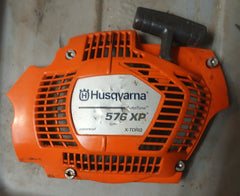 husqvarna 575 xp / xpg chainsaw starter recoil cover and pulley assembly #1