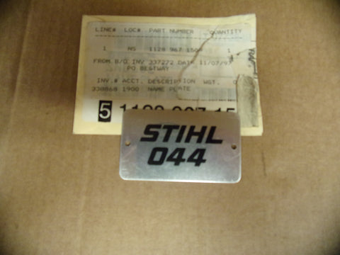 stihl 044 chainsaw name plate 1128 967 1500 new (st-206)