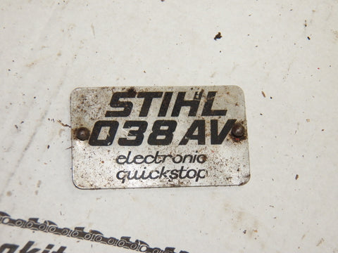 Stihl 038 AV Chainsaw ID Tag Badge
