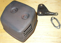husqvarna 61 chainsaw muffler with bracket, bolts, and gasket (non spark arrestor type)