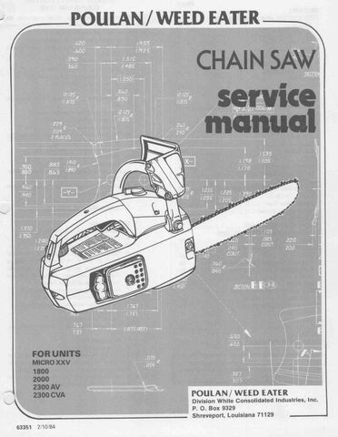 Poulan Micro - 2300 CVA Chainsaw Workshop downloadable pdf Service and Repair Manual