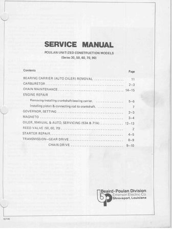 Poulan 31 - 91 Chainsaw Workshop downloadable pdf Service and Repair Manual