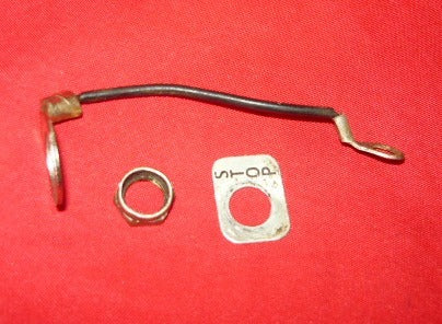 jonsered 451 e ev chainsaw switch hardware (wire, nut & plate)