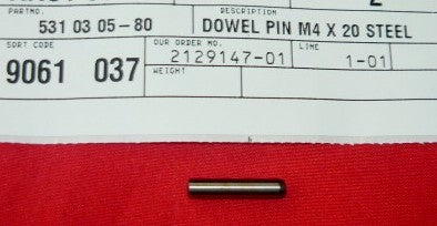husqvarna dowel pin M4 x 20 pn 531 03 05-80 new (bin H-30)