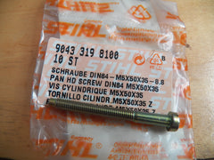 stihl 009, 010, 011, 012, ms240, ms340,034, 024 chainsaw m5x50 pan head screw 9043 319 8100 new (s-203)