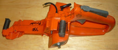 husqvarna 350 chainsaw fuel tank rear trigger handle with spring mounts and trigger parts (for models equipped to take a primer)