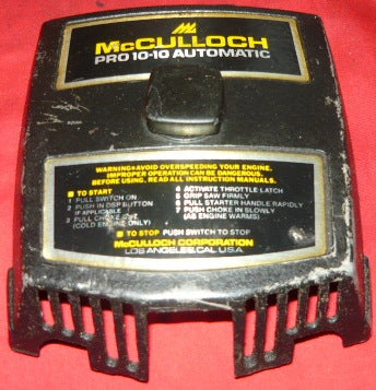 mcculloch pro mac 10-10 chainsaw air filter cover and knob (black)
