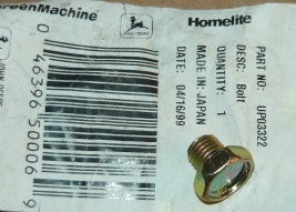 homelite generator bolt UP03322 new (bin 56)