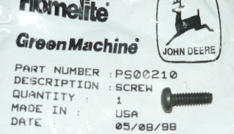homelite touchstart trimmer screw pn PS00210 new (bin 53)