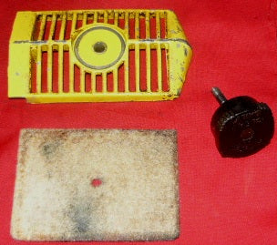 mcculloch power mac 6 chainsaw air filter cover, knob and filter assembly (yellow)