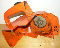 stihl 015 chainsaw starter recoil cover and pulley assembly (orange, with cast rear handle built in)