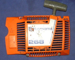 husqvarna 272, 268 chainsaw starter recoil cover and pulley assembly