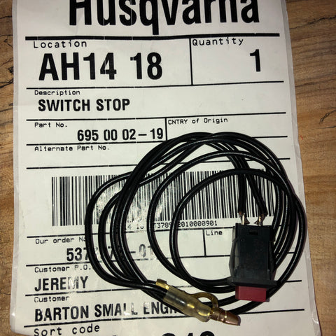 Husqvarna 145, 155 BF Blower Stop Switch Assembly NEW 695 00 02-19 (H-0010)
