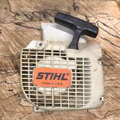 stihl ms250 chainsaw starter recoil cover and pulley assembly #2