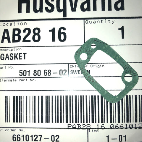 Husqvarna 281, 288 Chainsaw Intake Gasket NEW 501 80 68-02 (H-0012)