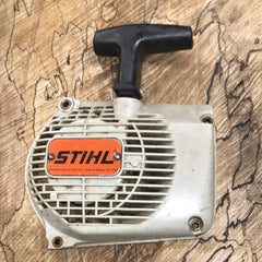 stihl 024, 026 av chainsaw starter recoil cover and pulley assembly #2