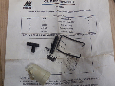 Mcculloch Mac 110 Chainsaw Oil Pump Kit 216582 NEW (MC-61)