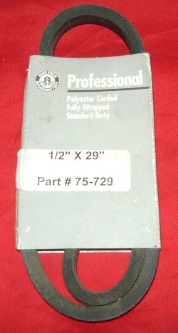 professional mower replacement drive belt 1/2" x 29" part # 75-729 (box 514)