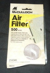 mcculloch 500 series chainsaw air filter Part # 214346 NEW (box 1)