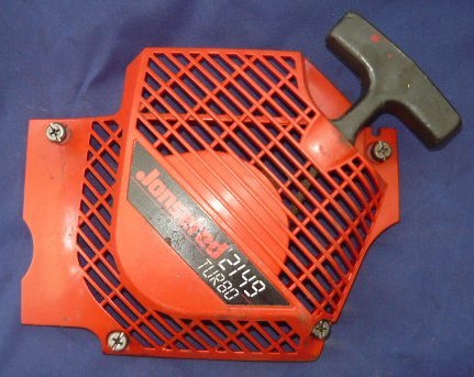 jonsered 2149 turbo chainsaw starter recoil cover and pulley assembly