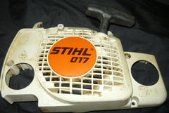 stihl 017 chainsaw starter recoil cover and pulley assembly