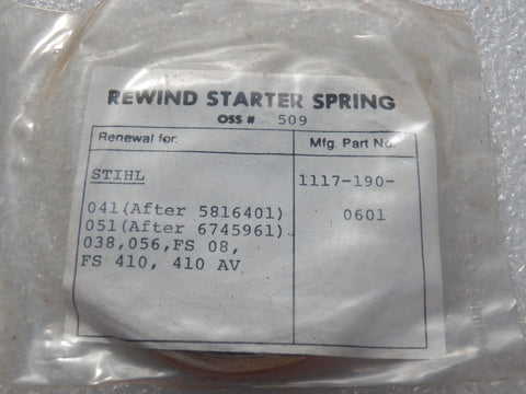 stihl 041, 051, 038, 056 + starter rewind spring 1117 190 0601 new (s-16)