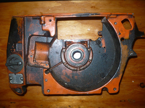husqvarna 394 chainsaw crankcase half (left, flywheel side)